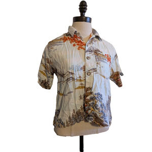 Colo wear America hawaiian‎ shirt Chinese pattern size S cotton rayon